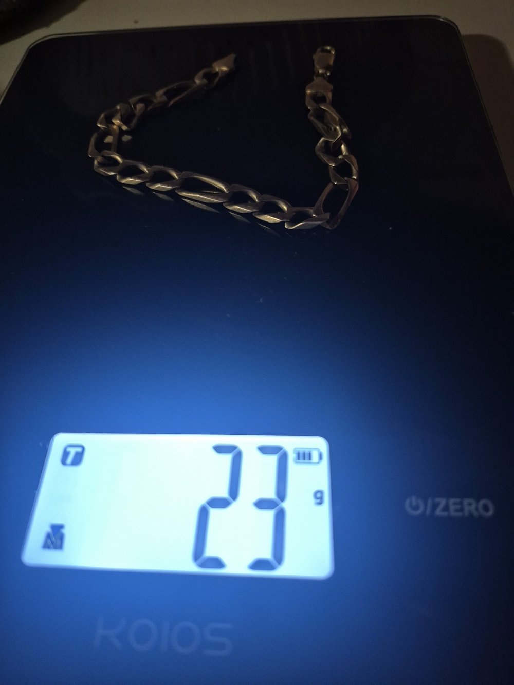 14 K Gold Tone Figaro Link Bracelet - 23g
